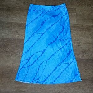 Y2K Blue Tie Dye Coconut Girl Midi Skirt size XS